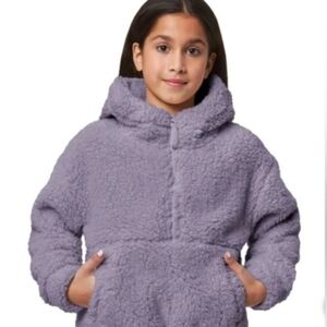 Mondetta Girls 10/12 Lavender Sherpa Pullover, Half Zip New